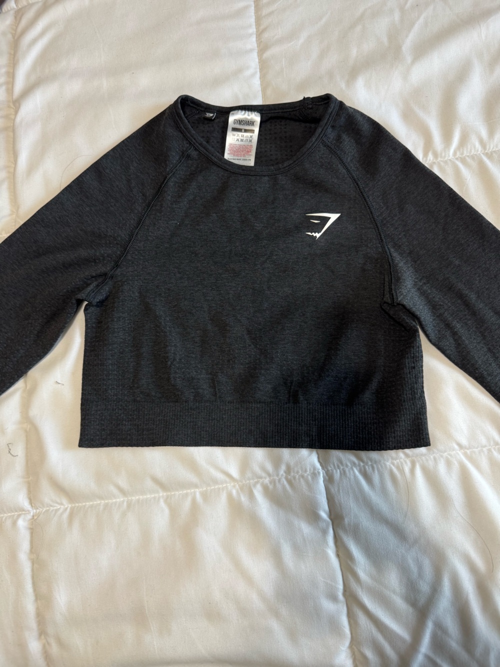 Gymshark Cropped Crew Long Sleeve Top with Crisp White Logo
